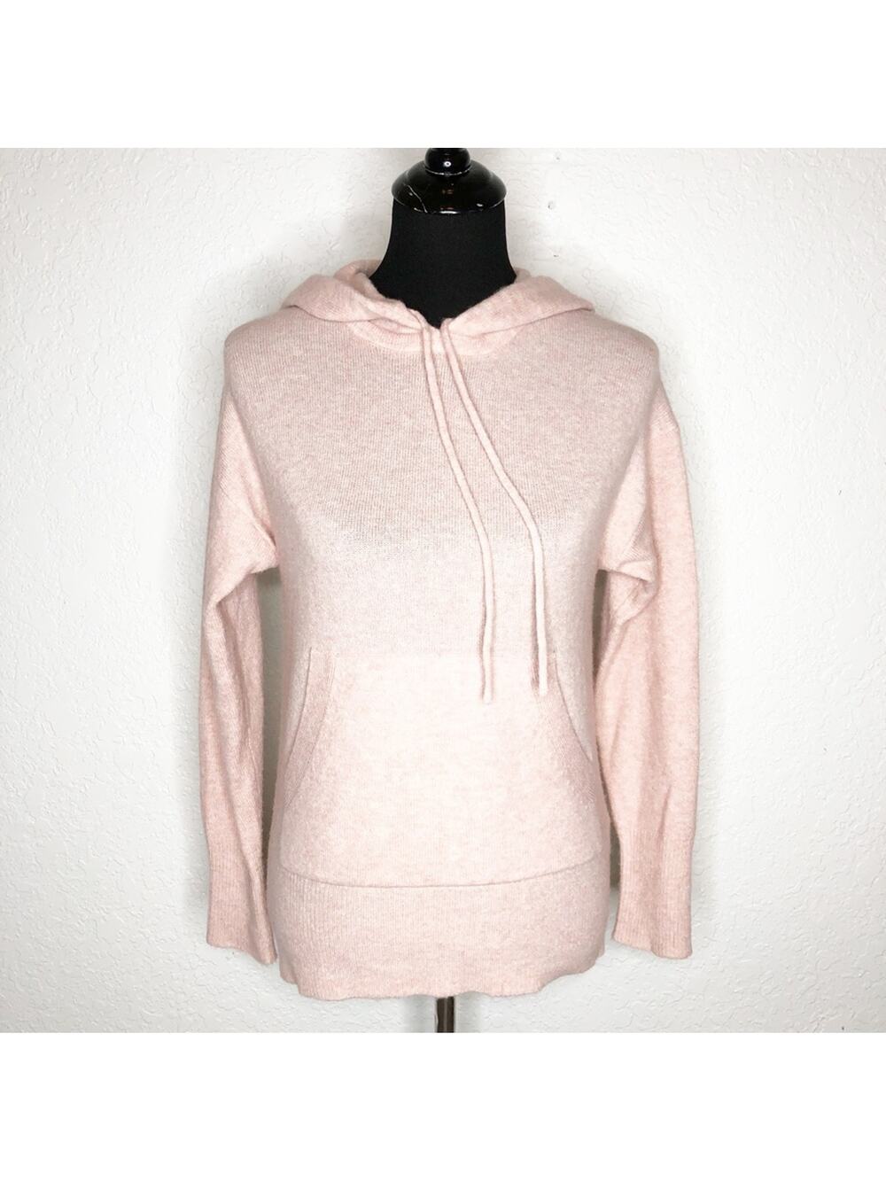 J Crew light pink wool alpaca blend hooded sweater size XXS